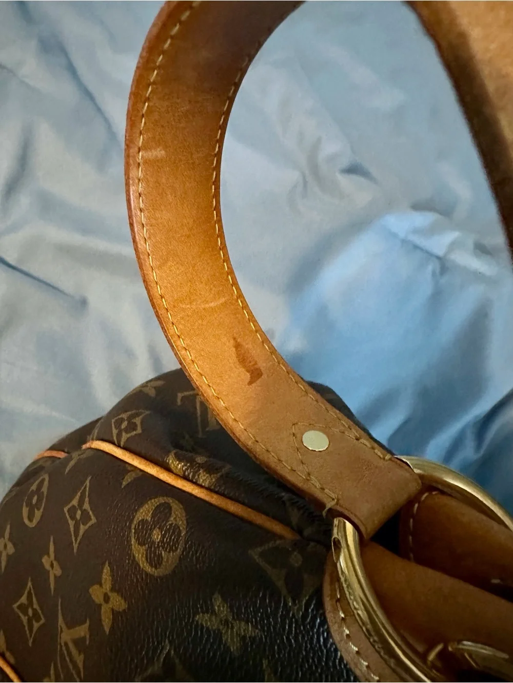 Louis Vuitton Galliera Monogram Canvas Shoulder Bag with Gold Plate Accent